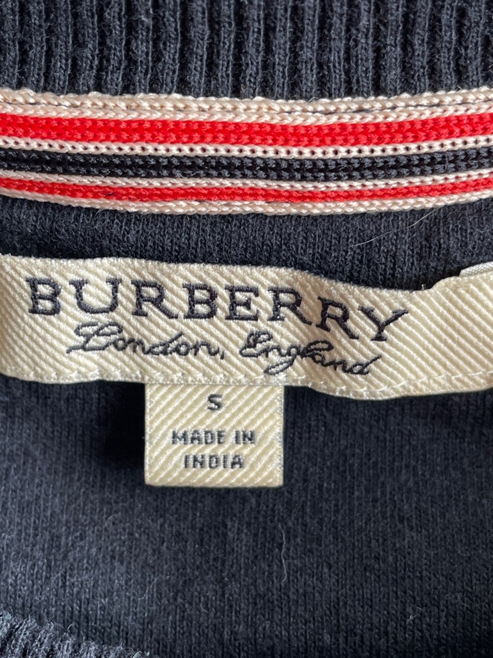 Burberry Black Crewneck Sweatshirt with Signature Check Trim - Picture 5 of 6